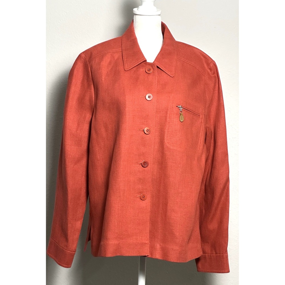 Doncaster Women's Rust Burnt Orange Linen Jacket Size (14) Fall Spring Jacket
